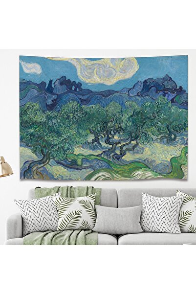 GREENDECOR Tapiserie de perete cu copaci de măslin Van Gogh, tapiserie de per...