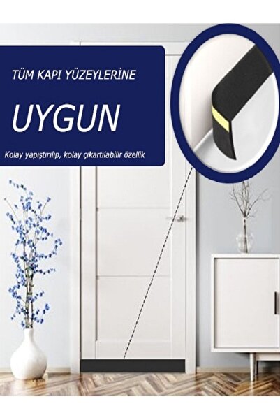 UYDEE 1 Adet Kapı Altı Rüzgar Önleyici Boşluk Kapatma Rüzgarlık Kapı Altı Eşik Süngeri Siyah