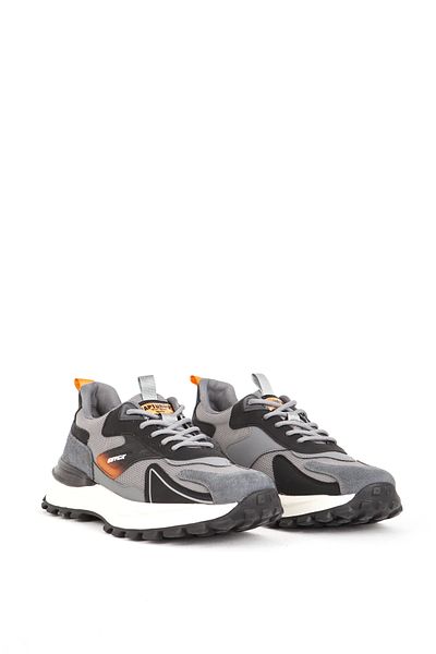 MARCOMEN Men's Sports Sneakers - Thick Sole, Lace-up, Suede Detail, Genuine Leather 19084 Smoked
