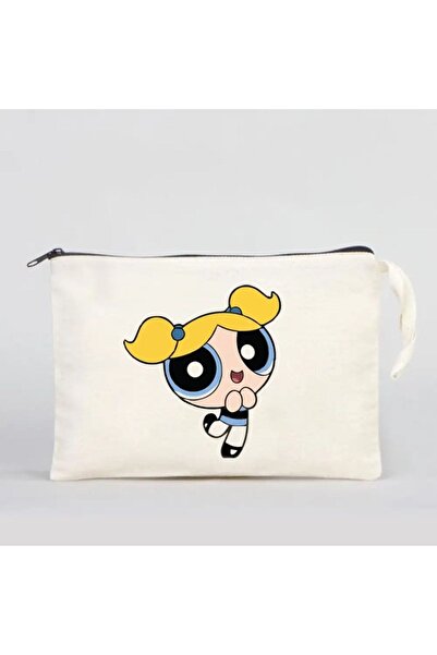 Bikutumutluluk POWERPUFF GIRLS BUBBLES BLUE GIFT MAKEUP BAG CLUTCH