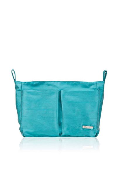 Bakras Turquoise Blue Silk Slub - Organizer Bag, Gloria S/M 22Cmx16Cm