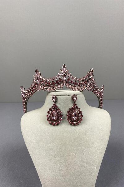 Limelia Set coroană și cercei cu picătură de mireasă cu henna - Detaliu de pi...