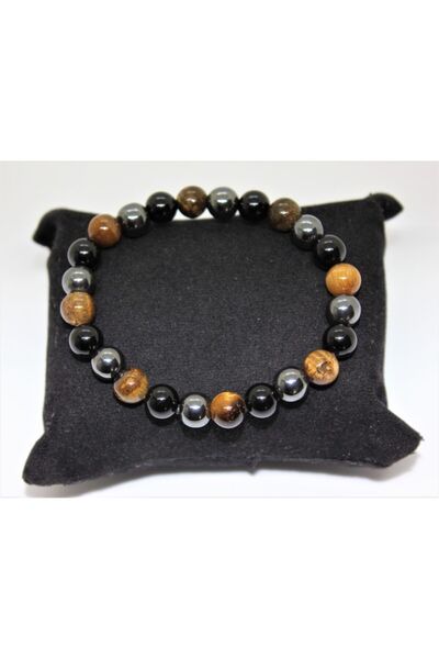 TAKIAĞACI إسوارة عين النمر من العقيق والهيماتيت (8 ملم)