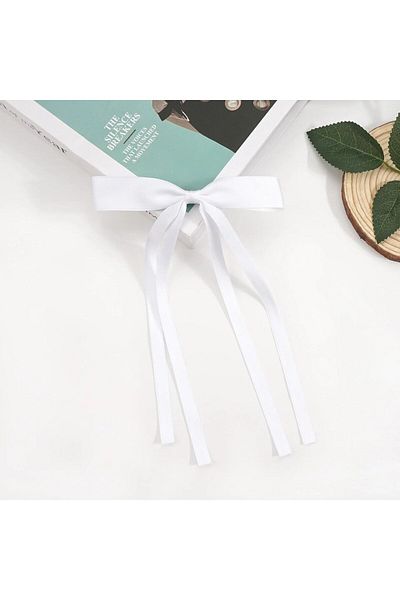 Rachel Automatic Locking White Ribbon Hair Clip