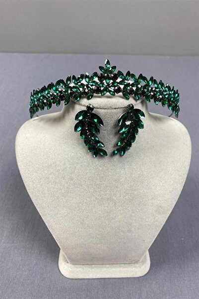 Limelia Verde Slim Elegant Vera Bridal Henna - Cercei Coroana și Frunze