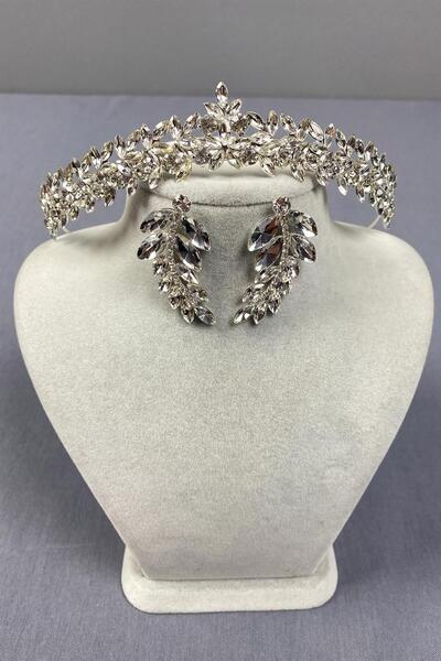 Limelia Σκουλαρίκια Vera Bridal Crown & Leaf - Ασημί Λεπτό Κομψό