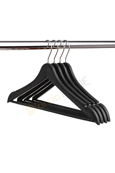 THREESTEP Umeraș de îmbrăcăminte din plastic negru de calitate din 4 piese - ...