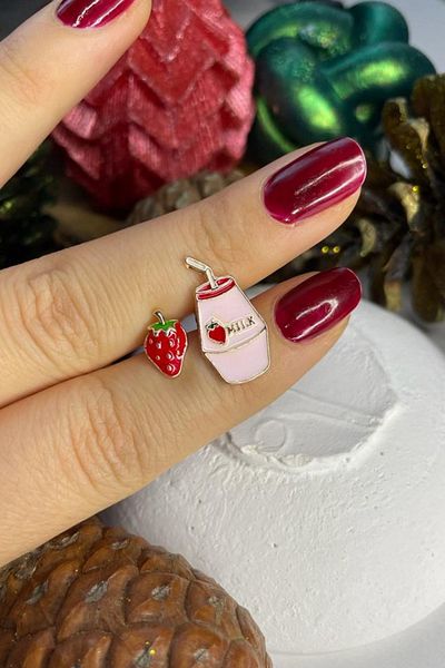 ELMATOLYE Women's and Girls' New Year Figured Special Series Milkshake and Strawberry Earrings