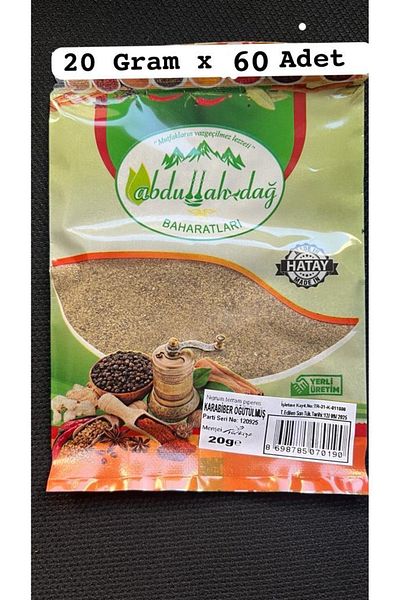 Hacıoğlu baharat Hatay Local Ground Powder Black Pepper 20 Gr X 60 Pieces / Pack