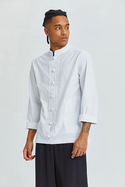 Clandestino Button Detailed Bohemian Shirt White