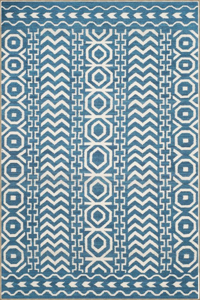Rugs Modern Halı Синьо килимче с геометричен мотив и тъканa основа, което го ...