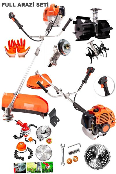 STAXX POWER 20HPX Yan Tipi Benzinli Motorlu Ot Çalı Tırpanı Çim Biçme Makinesi Tırpan Canavar Kafa + 2 Çapa Set