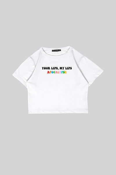 Sekizbiraltı Λευκό Crop Top - Apocalypse Printed