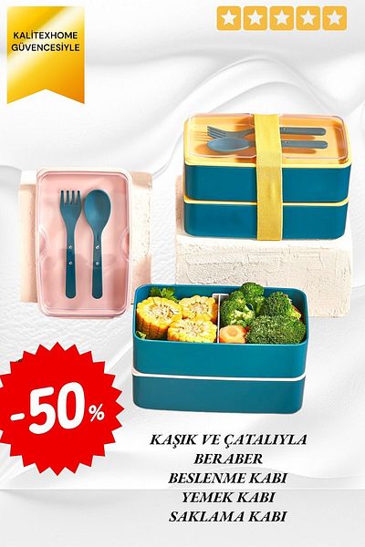 kalitexhome Rectangular-Lunch Box - Storage Container - Food Container 2 Layers