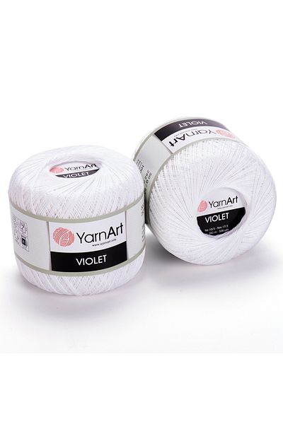 Yarnart Violet - Ață de dantelă mercerizată alb optic-1000