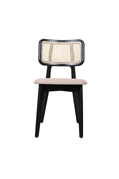 Alaylı Mobilya Alaylı (2 Adet) Siyah Zion Hasırlı, Ahşap Sandalye, Zion Hasır...