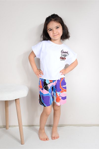 KİDSPİTİRCİK Set pantaloni scurți de culoare albastră pentru fetiță