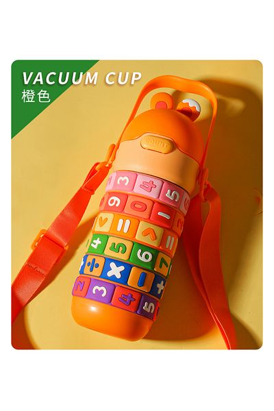 CNSZ 6-12 Hours Heat Protected Children's Water Bottle and Thermos with Stainless Steel Strap - Training Rotating Numbers