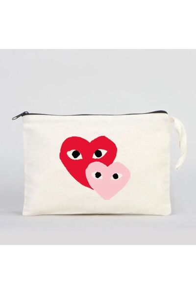 Bikutumutluluk LOVE FILLED RED PINK HEART GIFT MAKEUP BAG CLUTCH