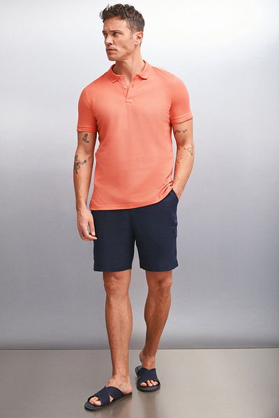 GRIMELANGE Pánske tričko MARTEN Polo golier Pomegranate s kvetinovým vzorom Regular Fit – 100 % bavlna, krátky rukáv