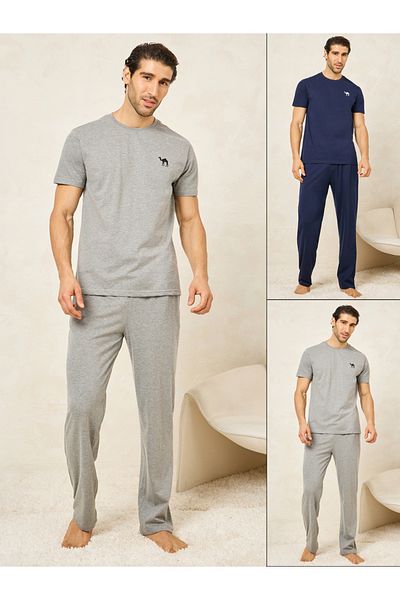 Styli Pack of 2 - Logo Detail Crew Neck T-Shirt & Pyjama Set