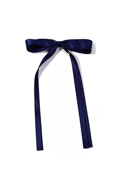 Rachel Automatic Locking Navy Blue Ribbon Hair Clip - Bow