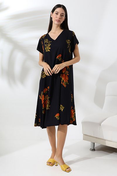 LİKAPA Φόρεμα βισκόζης Plus Size - V-λαιμόκοψη, κοντό μανίκι, καλοκαίρι 2688