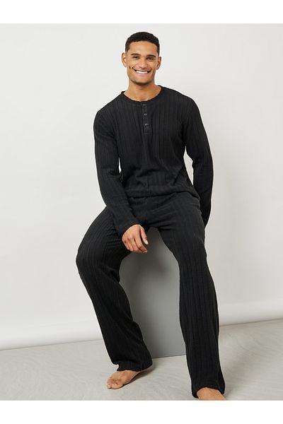 Styli Ribbed T-Shirt & Open Hem Pyjama Set