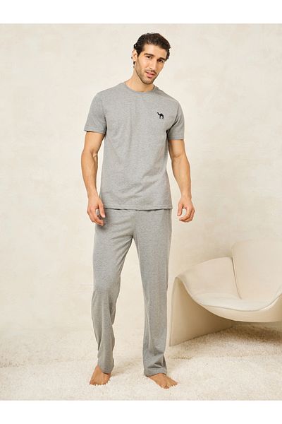 Styli Pack of 2 - Logo Detail Crew Neck T-Shirt & Pyjama Set