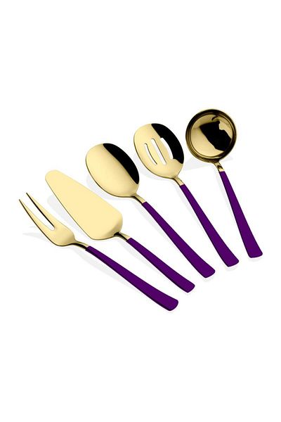 Dame Marie Purple 5 Piece Gold Sauce Ladle Set Serving Set