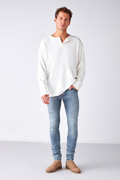 GRIMELANGE Pánská speciální mikina Lorenzo se speciální rustikální texturou ze 100% organické bavlny