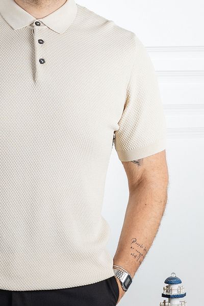 Sarar Polo Neck Rayon Beige Slim Knit T-Shirt - Περιτυλίγματα
