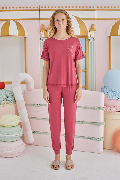 Sevim Set pijama cu mânecă scurtă pentru damă - C1T8N8O51