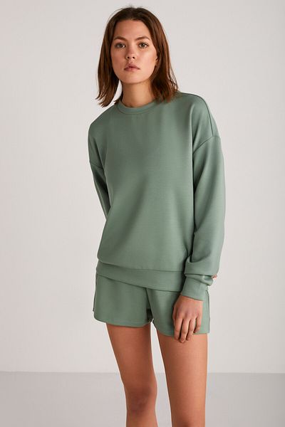 GRIMELANGE Maısıe Women's Organic Cotton Comfort Fit Crew Neck Mint Green Sweatshirt