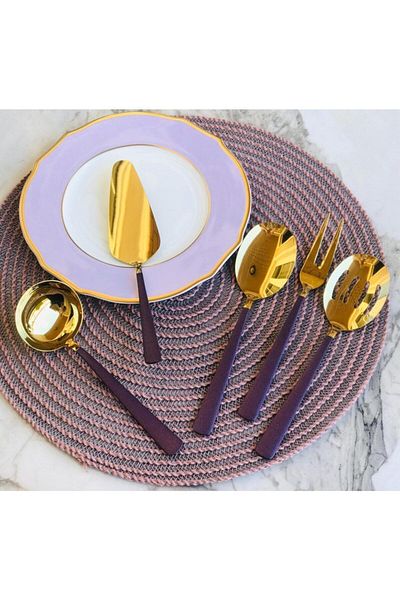 Dame Marie Purple 5 Piece Gold Sauce Ladle Set Serving Set