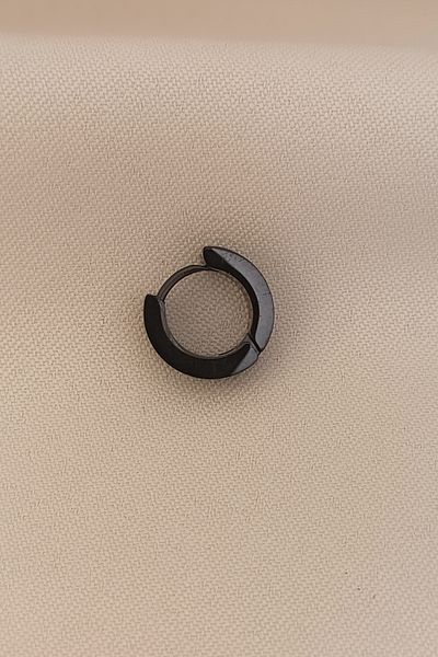 COSİTA Unisex Black Clip Steel Earrings - Thick Edge Classic Basic