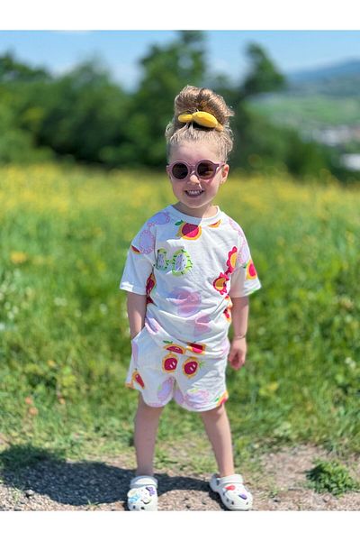 Uslukids Fruit Patterned Girl's Summer Set - Top and Bottom Set