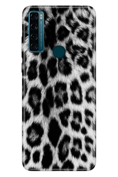 TCL 20 SE Uyumlu Kılıf Resimli Desenli Silikon Siyah Kürk