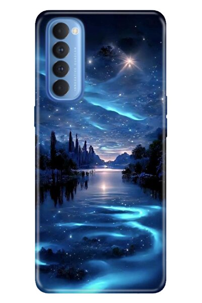 OPPO Reno 4 Pro Uyumlu Kılıf Resimli Desenli Silikon Gece Yarısı