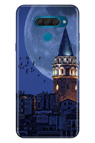 LG Q60  Kılıf Resimli Desenli Silikon Galata Moon