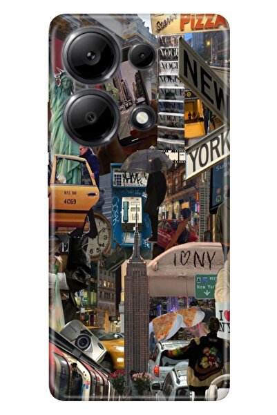POCO Xiaomi Poco X6 Pro 4.5G Uyumlu Kılıf Resimli Desenli Silikon Newyork Retro