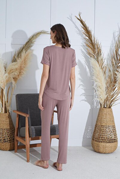 Sevim Дамски комплект пижама с къс ръкав от норка - C8T5N9O51