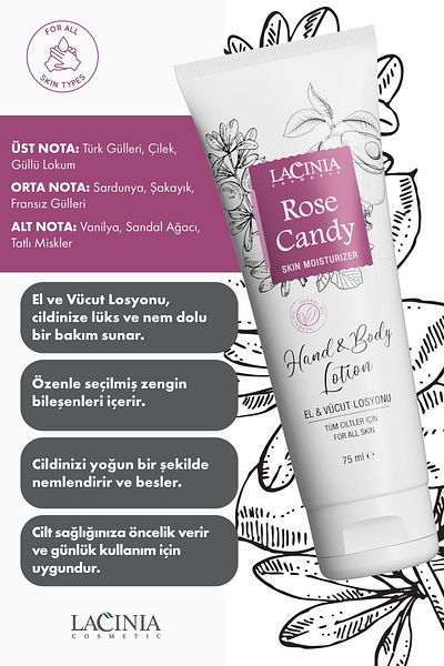 Lacinia Rose Candy 75 ml - Hand and Body Lotion