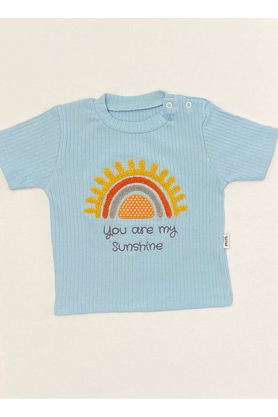 Butik Baby Set with Rainbow Printed Ribbed Shorts - Set of Two