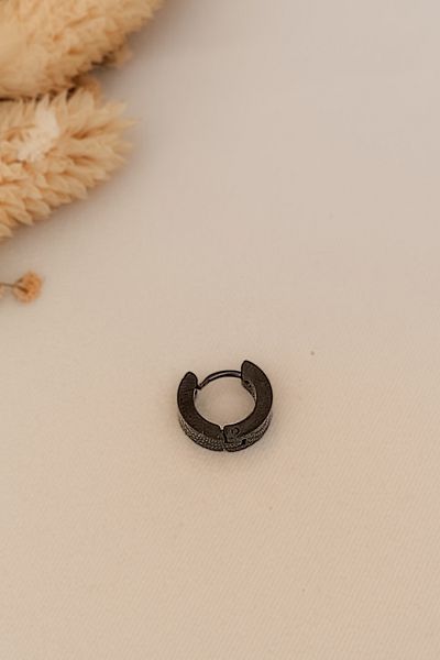 COSİTA Unisex Black Clip Steel Earrings - Thick Edge Classic Basic