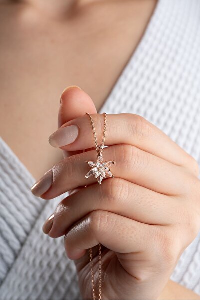 Silvano Jewelry 925 Ayar Gümüş Beyaz Lotus Çiçeği Kolye