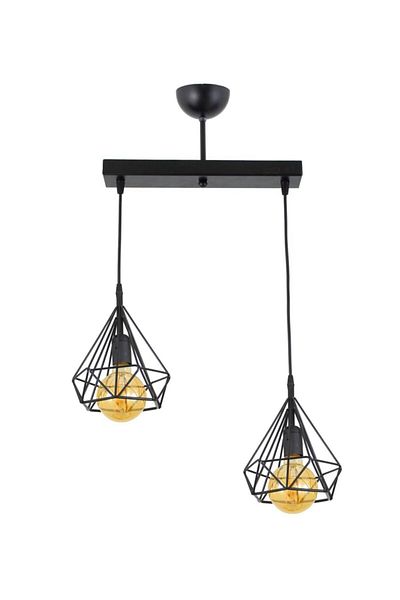 Lambadar Double Black Prism Model Pendant Lamp Chandelier