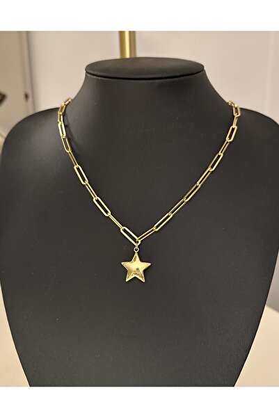 emy by emel luxury silver jewelry Altın Kaplama Ataç Zincirli Bombeli Yıldız ...