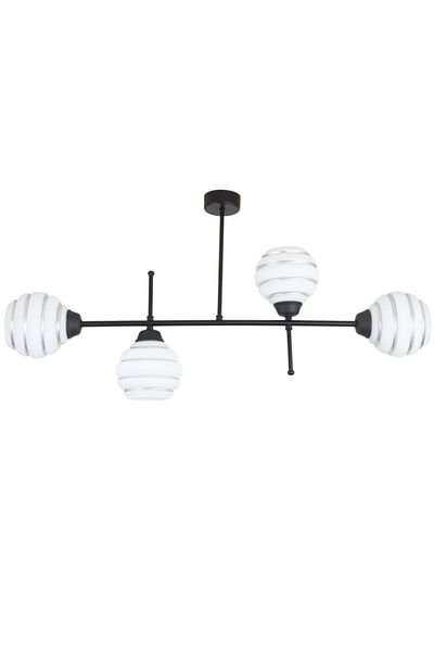 Lambadar Black Silver Strip Glass Chandelier 4 Pieces