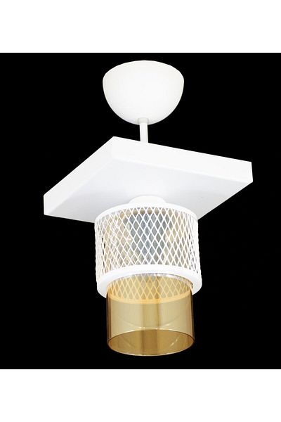 Lambadar Single Honey Glass Cage Model Modern Plafonier Chandelier